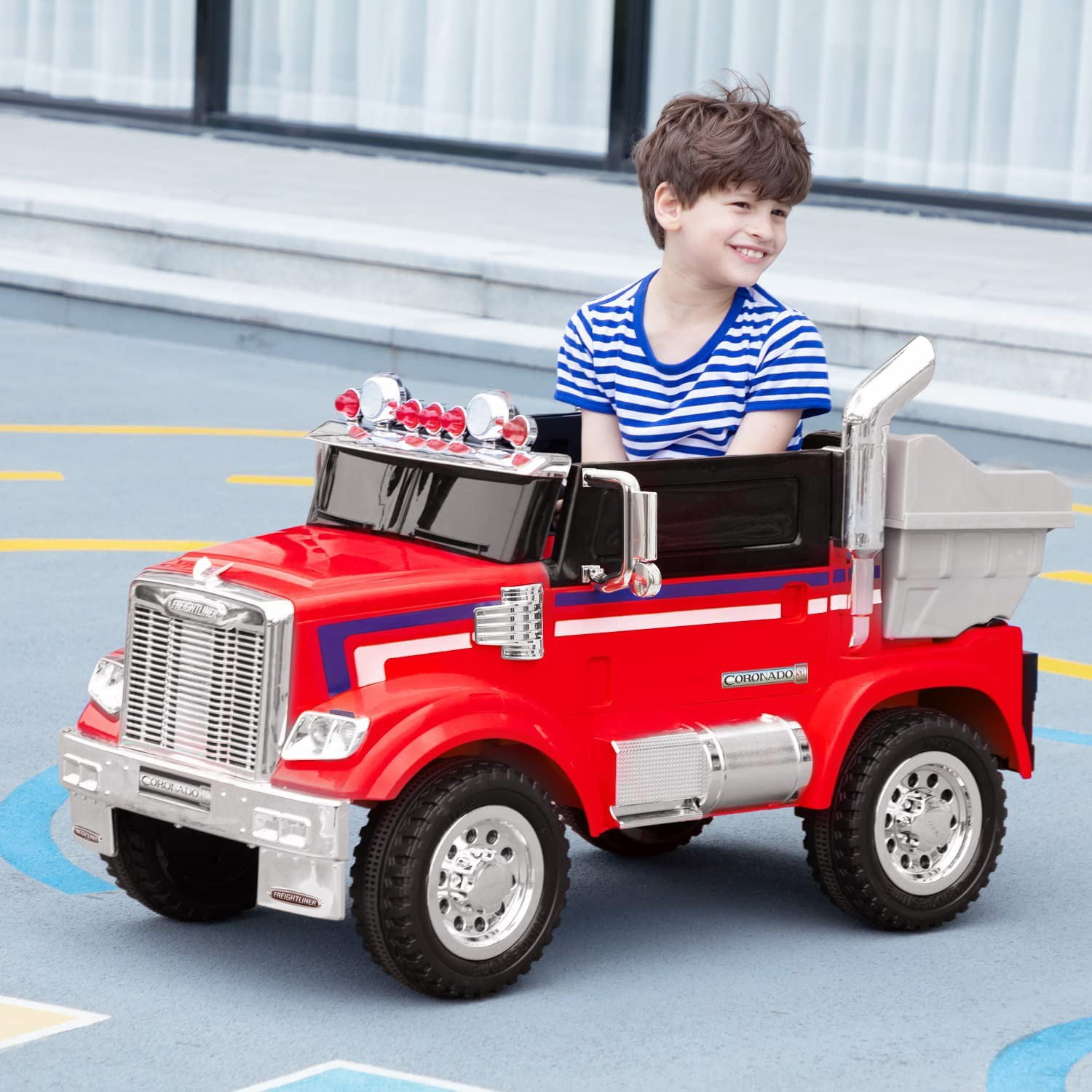 CIPACHO 12V Kids Battery Electric Ride On Car Toy with Remote Control, Transformers Die-Cast Vehicle W/ Music, Rear Loader,Red CIPACHO 12V Kids Battery Electric Ride On Car Toy with Remote Control, Transformers Die-Cast Vehicle W/ Music, Rear Loader,Red