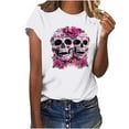 thumbnail image 5 of Plus Size Tops for Women Short Sleeved Printed Round Neck T-shirt 7-White L, 5 of 6