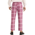 thumbnail image 3 of INSPIRE CHIC Plaid Pants for Men's Color Block Slim Fit Flat Front Checked Dress Pants Pink M, 3 of 4