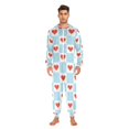 thumbnail image 3 of FORMRS Onesies Pajama for Adults Unisex Hoodie Winter Jumpsuit One Piece Sleepwear, Sizes S-2XL, Light Blue Checkered Heart, 3 of 7