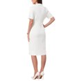 thumbnail image 3 of INSPIRE CHIC Women's Faux Wrap Dress Lapel V Neck Short Sleeve Office Work Pencil Dresses M White, 3 of 5
