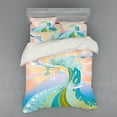 thumbnail image 2 of Ambesonne Modern Bedding Set 3 Pcs, Cartoon Like Waves, Twin XL, Multicolor, 2 of 3