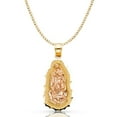 thumbnail image 1 of 14K Two Tone Gold Our Lady of Guadalupe Charm Pendant with 2.4mm Hollow Cuban Chain Necklace - 20", 1 of 6