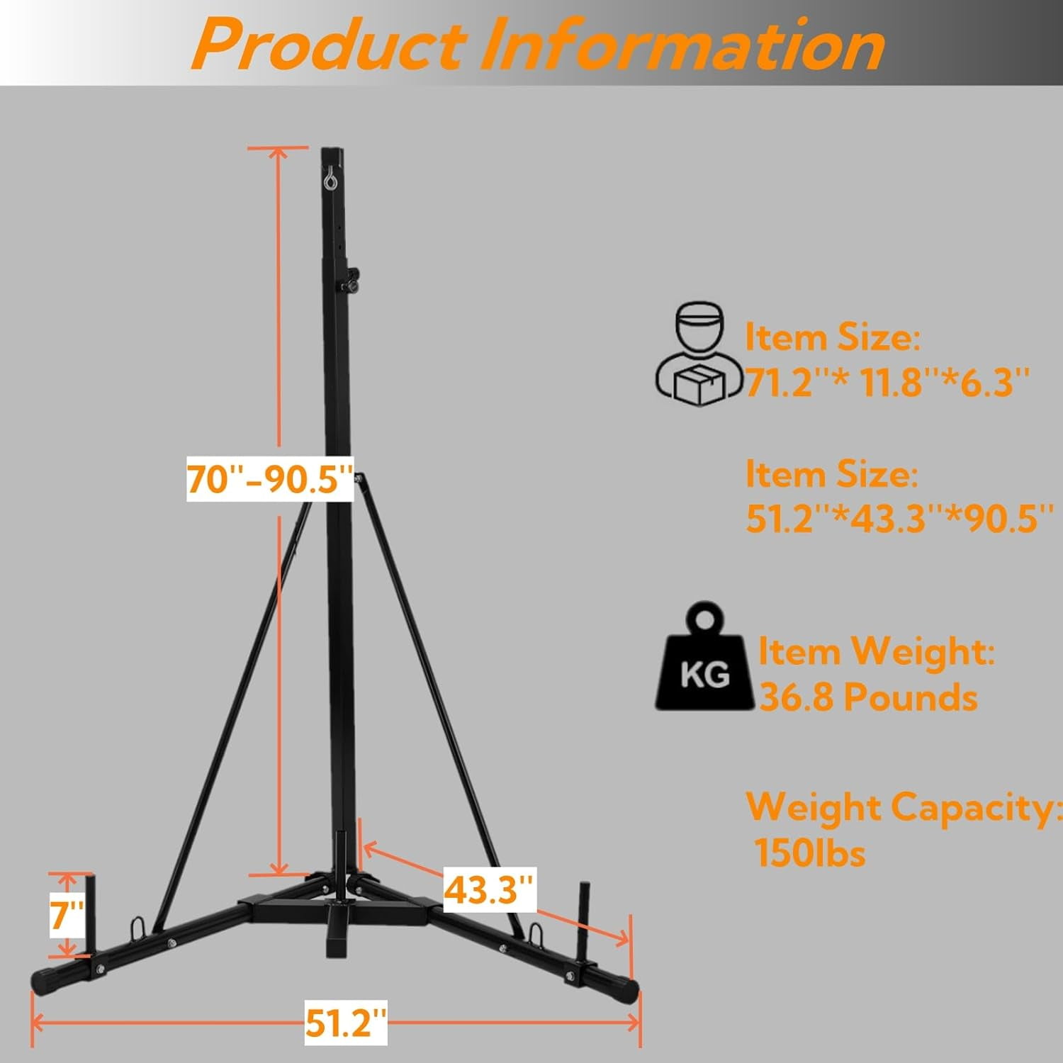 Arlopu Boxing Speed Punching Bag Stand Adjustable Height Punching Bag Stand, 150lbs - Stand Only