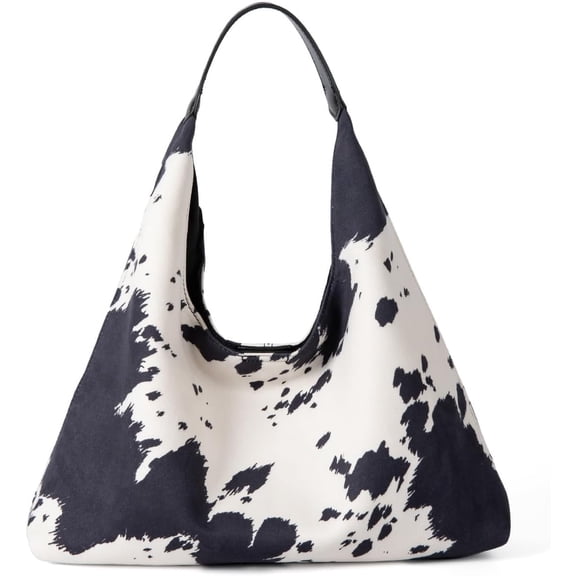 SPEKSEE Cow-Print Shoulder Bag for Women, Coquette Large Capacity Underarm Top handle Purse, Slouchy Hobo Tote Bag for Fall