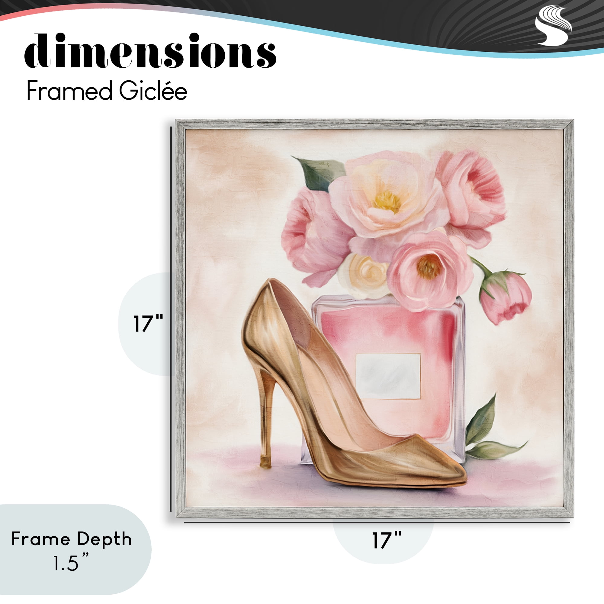Stupell Industries Pink Beauty Heel & Flowers Gray Framed Giclee Art, design by Kim Allen
