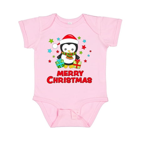 

Inktastic Merry Christmas Penguin in Santa Hat with Gifts Gift Baby Boy or Baby Girl Bodysuit