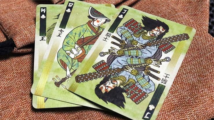 Kings Wild Project Ronin Playing Cards 4-Deck Set Spades, Clubs, Diamonds, and Hearts Clans - Standard Edition, Poker Size, Custom Index, Kuniyoshi-Inspired Samurai Artwork