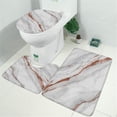 thumbnail image 2 of White Rose Gold Marble Bathroom Rugs Sets 3 Piece,Toilet Cover Set,Absorbent Non Slip Bathroom Mats Sets with U-Shaped Contour Rug Toilet Rug Set, 2 of 5