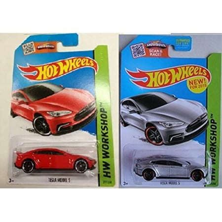 new for 2015 hot wheels tesla s in red and silver