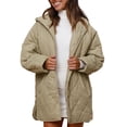 thumbnail image 2 of Women Long Diamond Quilted Hooded Jacket,Fashion Winter Coat Oversized Baggy, Warm Long Sleeve Jackets Light Green XL, 2 of 8