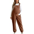 thumbnail image 2 of Women's Maternity Corduroy Sleeveless Overalls Fall Adjustable Strap Cuffed Ankle Fashion Casual Pregnancy Jumpsuit S-XXL, 2 of 7