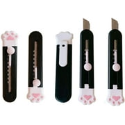 DAZAIGE 5 Pieces Mini Retractable Utility Knives Cute Cat Paw Touch Art Knife with Alloy Steel Splicing Knife Portable