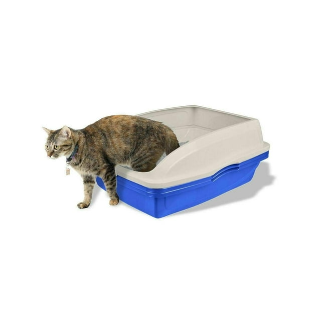 Caja de Arena Van Ness Azul Gris con Marco para Gatos