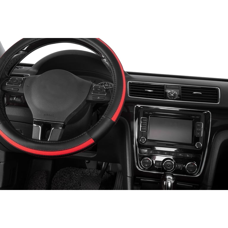 Auto Drive Sports Steering Wheel Cover, Red-Black, Universal Fit photo 4