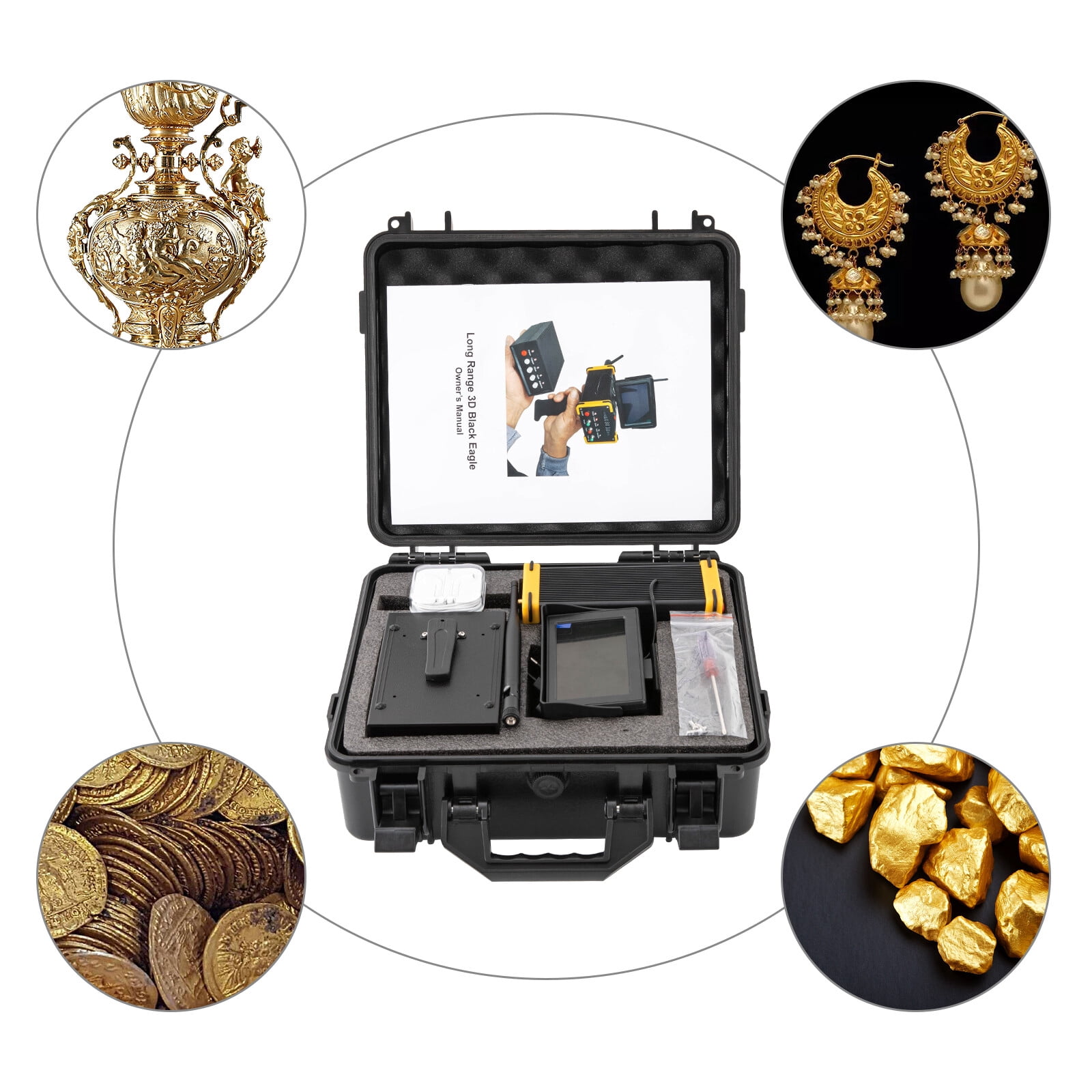 Miumaeov Metal Detector Long Range 3D Gold Silver Copper Finder Underground Gem Diamond Detecting Tool