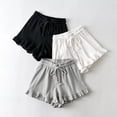 thumbnail image 2 of QINGFSAP Womens Ruffled Textured Shorts High Waist Drawstring Relaxed Lounge Sleepwear, 2 of 9