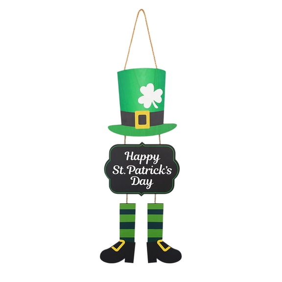 geerera Wooden St. Patrick's Day Sign, Hand-Painted Shamrock Front Door Plaque, for Porch Welcome, Wall Decor, Spring Home Decor
