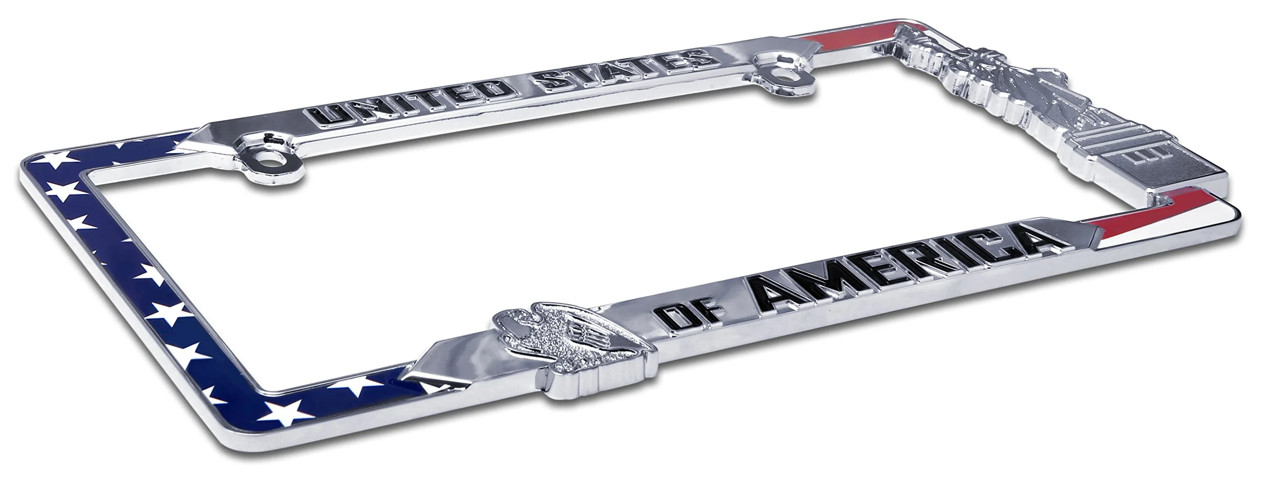 Elektroplate Patriotic United States of America Chrome-Plated All-Metal 3D Weather-Proof License Plate Frame 12" x 6" 1-Pack