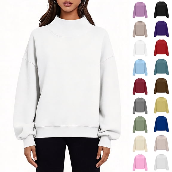 Vivianyo HD Womens Mock Neck Sweatshirt, Womens Fall Tops with Long Sleeve, Sizes S-2XL