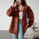 thumbnail image 4 of Abrigo Sudadera básica para mujer Estilo casual Sudadera con capucha con bolsillos Traje diario Ygjytge Marrón S para Mujer, 4 of 9