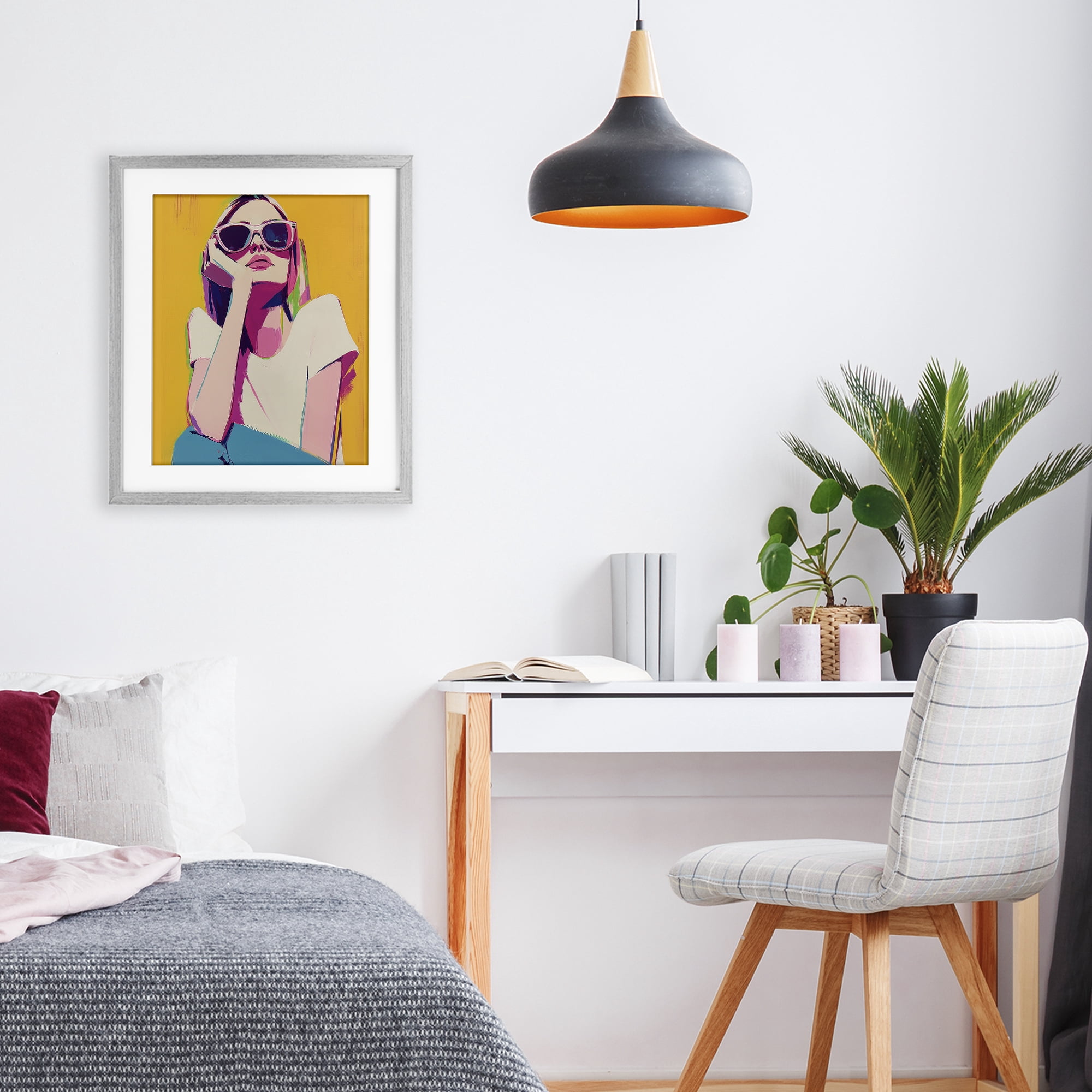Stupell Industries Chroma Shades Girl Gray Framed Print Under Glass, design by Walker Noble