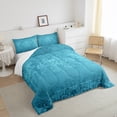 thumbnail image 4 of Adults Teal Damask Bedding Set Antique Victorian Baroque Comforter&nbsp;Set Queen Size,Gothic Vintage Floral Quilt Exotic Sugar Skull Duvet Insert,Gothic Bone Skeleton Bohemian Decor,Light Blue, 4 of 5
