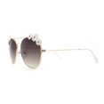 thumbnail image 4 of Girls Kids Size Daisy Jewel Tear Drop Officer Style Metal Rim Sunglasses Gold White / Brown, 4 of 4