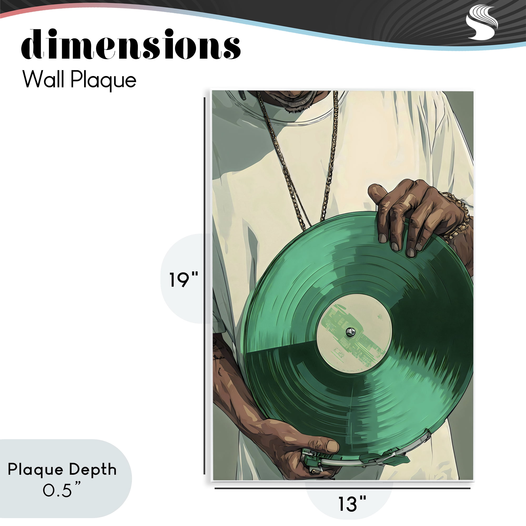 Stupell Industries Green Vinyl Record Portrait Wall Plaque Art, design by Franklyn Gregory
