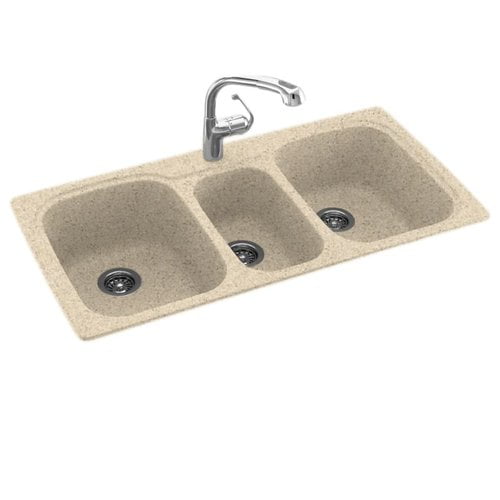 Swan KSTB4422010 44" x 22" Swanstone TripleBasin Dual Mount Kitchen Sink, Available in