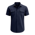 thumbnail image 4 of Cmfcve Loose Fit Midweight Shirt for Men Button Down Short Sleeve Shirt Work Shirts with Two Pockets, 4 of 8