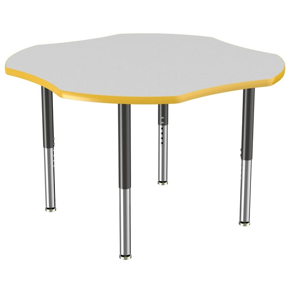 ECR4Kids 48in Clover Everyday T-Mold Adjustable Activity Table Grey/Yellow/Black - Super Leg