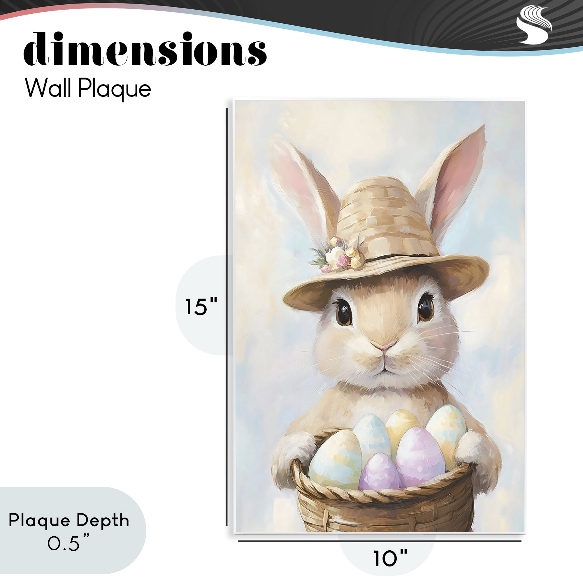 Stupell Industries Bunny with Easter Egg Basket Wall Plaque Art, design by The Prints Vibe