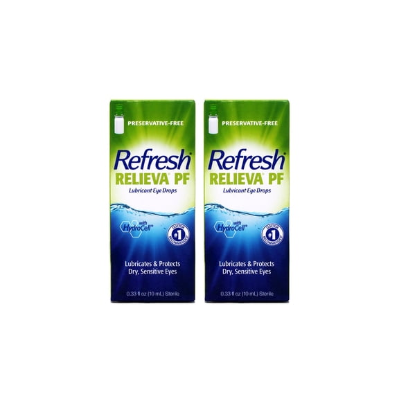 Refresh RELIEVA Preservative-Free Lubricant Eye Drops for Sensitive Eyes, 0.33 FL OZ (10 ml) - 2 Pack