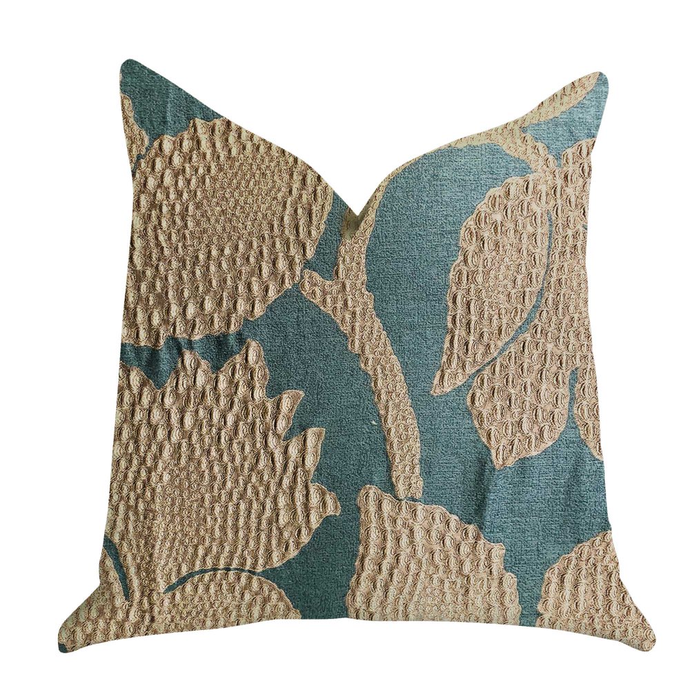 Green and Gold Luxury Throw Pillow 18in x 18in