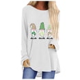 thumbnail image 1 of Pompotops T-Shirt Décontracté à Col Rond Imprimé St. Patrick pour Femmes, Manches Longues, Blouse, 1 of 5