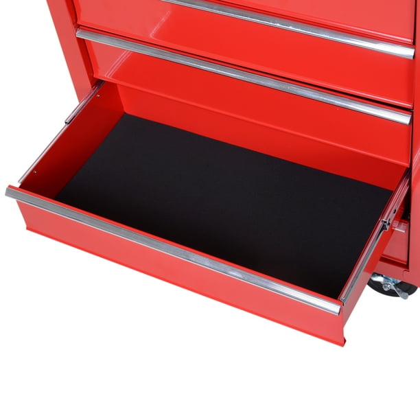 HOMCOM 5 Drawer Roller Tool Chest, Mobile Lockable Toolbox, Storage  Organizer with Handle for Workshop Mechanics Garage, Red