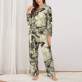 thumbnail image 2 of Pajama Sets for Women 2 Pcs, Vintage Floral Butterfly Button Down Long Sleeve Sleepwear Lounge PJ Sets, 2 of 6