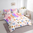 thumbnail image 4 of Homewish Cartoon Love Heart Twin Bedding Sets 7-Piece, Rainbow Stripes Abstract Bedding Comforter Set, Princess Bow-tie Reversible Sheet Sets, Ultra Soft Bedroom Decor, 4 of 8