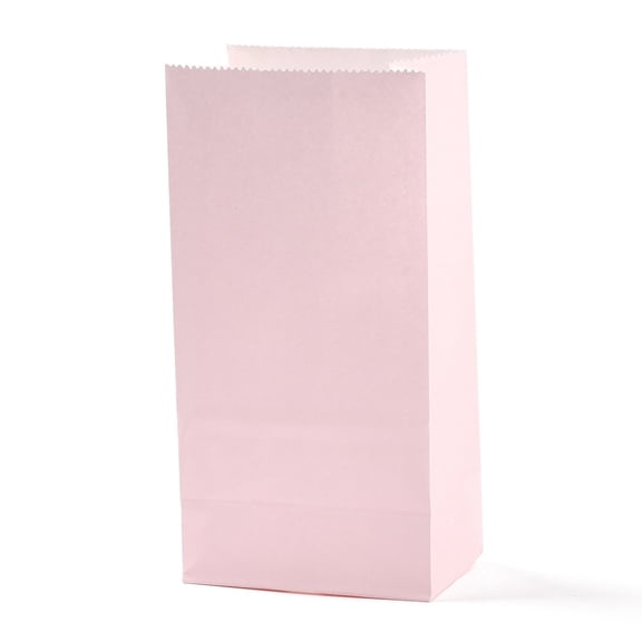 100pcs Rectangle Kraft Paper Bags None Handles Gift Bags Pink 9.1x5.8x17.9cm