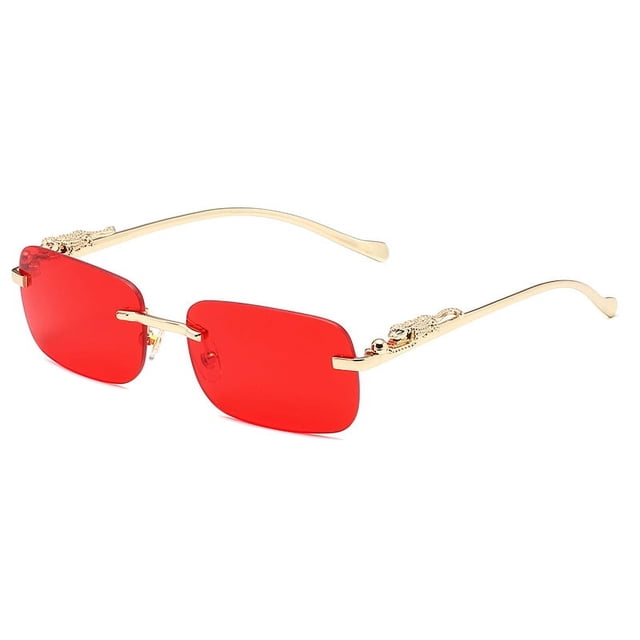 Gafas de sol cuadradas decorativas sin marco de color para hombres y mujeres, gafas de sol retro de metal