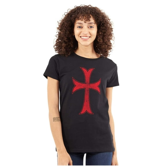 Medieval Knight Templar Christian Womens Slim Fit Graphic Tee Brisco Brands S