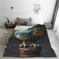 thumbnail image 5 of Pofeuu Owl Globe Sculpture Print Ultra-Soft Micro Fleece Blanket,for Bed Or Sofa,All Season Throw Blankets Flannel Blanket-60"x50", 5 of 7