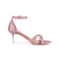 thumbnail image 3 of BLISSFUL STEP Women's Glitter Ankle Straps Stiletto Clear Heels Sandals Pink 8, 3 of 7