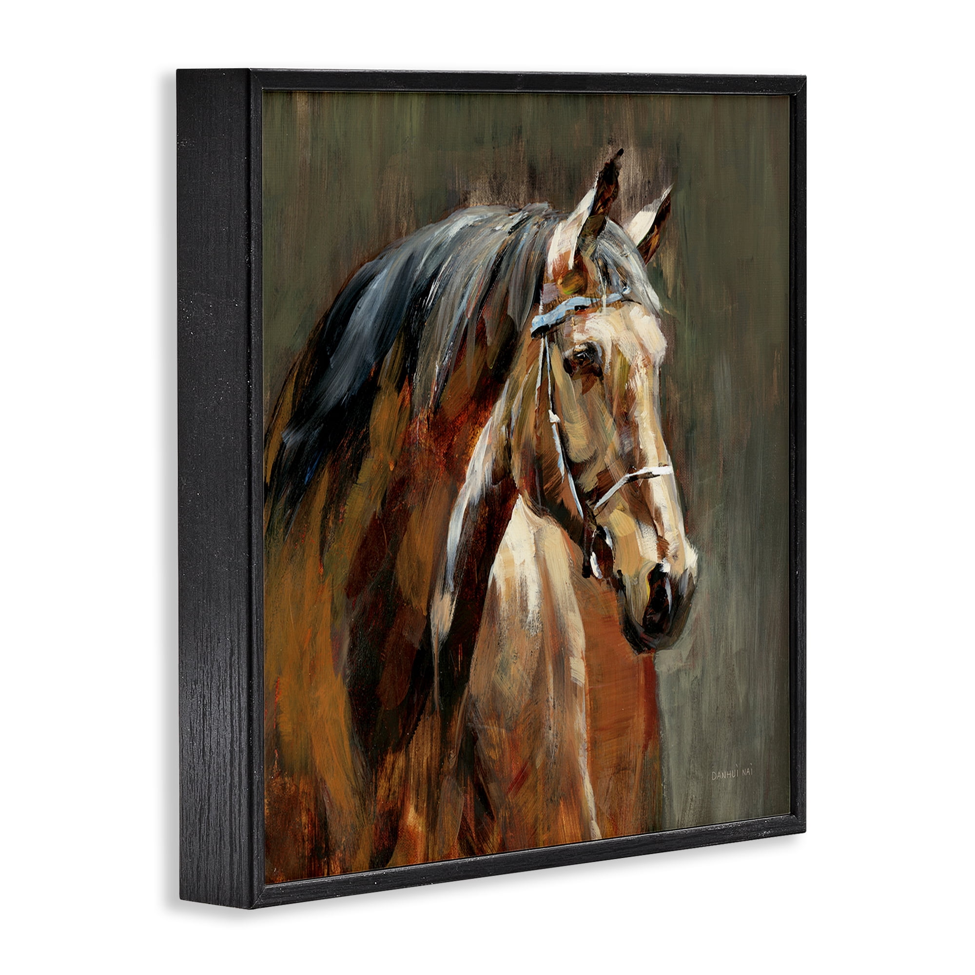 Stupell Industries Horse in Stable at Dusk Black Framed Giclee Art, design by Danhui Nai