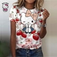 thumbnail image 3 of Ropa informal cómoda para mujer, camiseta negra para niña, camiseta informal con estampado de dibujos animados de Hello Kitty Kawaii, 3 of 5