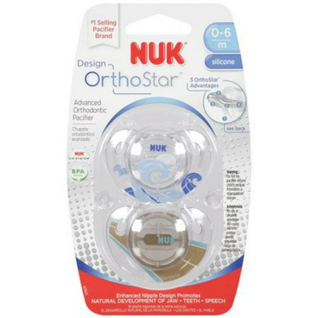 Nuk OrthoStar Advanced Orthodontic Pacifiers, Assorted Silicone, 0-6 Months - 2 pack