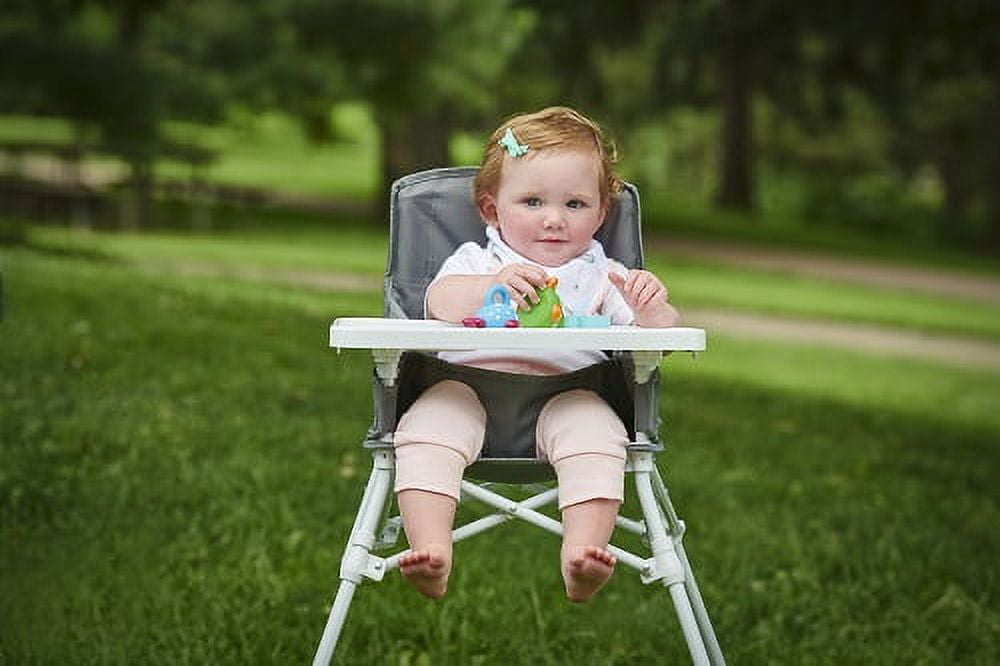 Regalo Portable High Chair with Attachable Tray for Baby Feeding, Gray, 6 to 36 Months