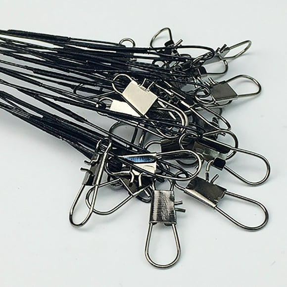 Fishing Tools Fishing Line Steel Wire Leader With Swivel And Snap 20Pcs/Pack Length(m):Black 30CM