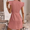 thumbnail image 6 of Tqcoqu Women's Button Sundresses, Deep V Neck Ruffle Sleeve A Line Party Cocktail Dresses, Going Out Short Dress, 6 of 7
